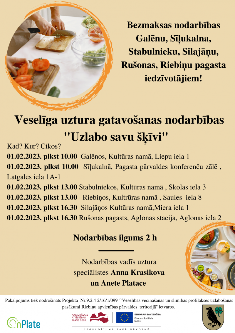 Veselīga uztura gatavošanas nodarbības ”Uzlabo savu šķīvi”