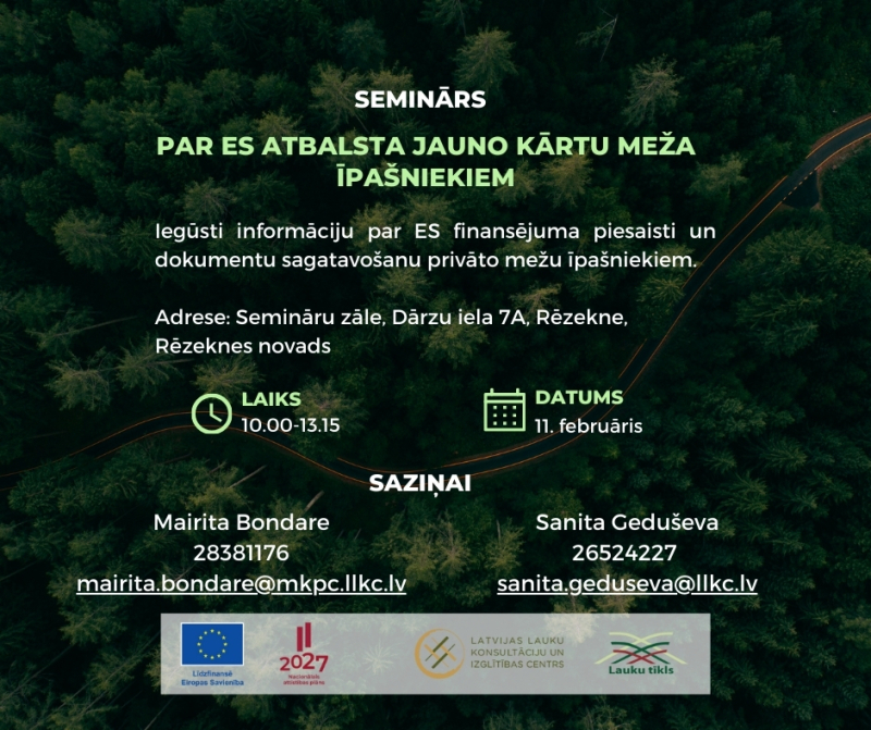 Norisināsies seminārs par ES atbalsta jauno kārtu meža īpašniekiem