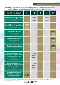Veselības veicināšanas projektu aktivitātes Preiļu novadā 2023. gada MARTĀ 