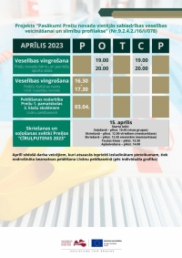 Veselības veicināšanas projektu aktivitātes Preiļu novadā 2023. gada APRĪLĪ  Atvērt konfigurācijas opcijas