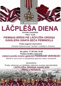 Lāčplēša dienas pasākums "Pieminam varoņus"