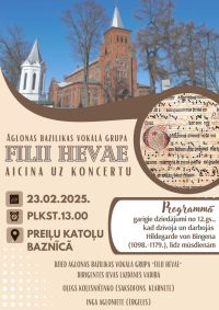 Aglonas Bazilikas vokālā grupa "FILII HEAVE" aicina uz koncertu