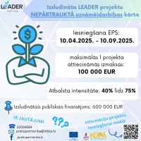Biedrības "Preiļu - Līvānu novadu partnerība "KŪPĀ"" paziņojums par atklātu projektu iesniegumu pieņemšanas nepārtraukto kārtu