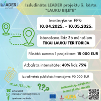 Biedrības "Preiļu - Līvānu novadu partnerība "KŪPĀ"" paziņojums par atklātu projektu iesniegumu pieņemšanas nepārtraukto kārtu