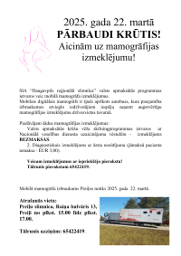 Mobilā mamogrāfa izmeklējumi Preiļos
