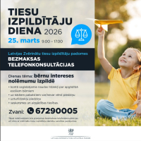 Tiesu izpildītāju dienā iedzīvotājus bez maksas konsultēs par bērnu interesēm nolēmumu izpildē