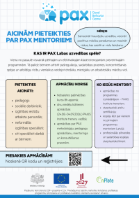 Pedagogus un mentorus aicina pieteikties "PAX Labas uzvedības spēles" ieviešanai Latvijā