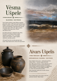 Vēsmas Ušpeles gleznu izstāde un Aivara Ušpeļa keramikas darbu izstāde