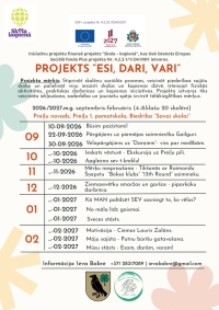 Oktobra aktivitāšu kalendārs jauniešiem - projekts “Esi, dari, vari!”