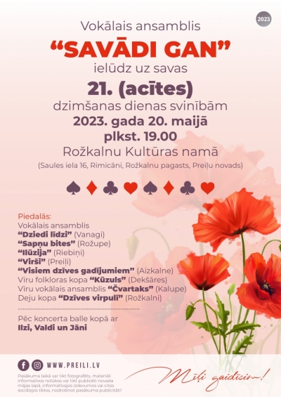 Vokālā ansambļa "Savādi gan" jubilejas koncerts Rožkalnos