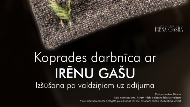 Raiņa muzejā “Jasmuiža” notiks izšūšanas darbnīca