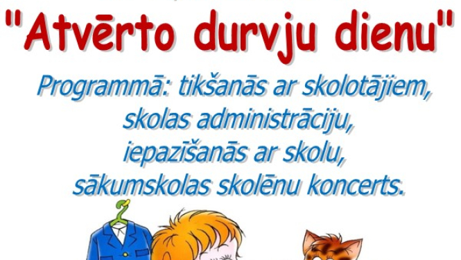 Preiļu 2. vidusskolas kolektīvs ielūdz nākamos pirmklasniekus un viņu vecākus uz "Atvērto durvju dienu"