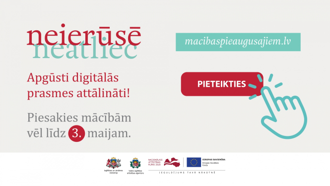 Vēl līdz 3. maijam var pieteikties mācībām pieaugušajiem digitālo prasmju apguvei 