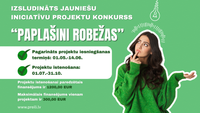 PAGARINĀTS TERMIŅŠ: Preiļu novada pašvaldība izsludina jauniešu iniciatīvu projektu konkursu “Paplašini robežas - 2026”