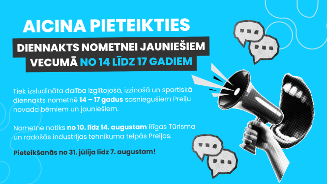 Aicinām pieteikties diennakts nometnei jauniešiem vecumā no 14 līdz 17 gadiem!