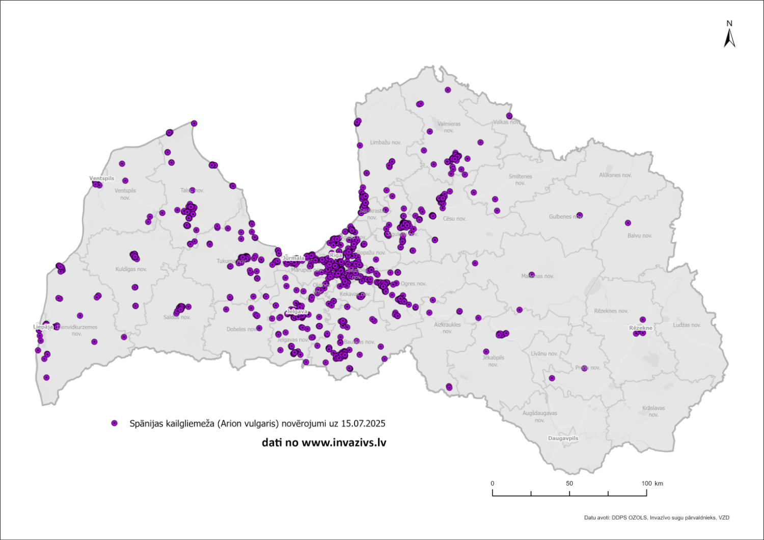 Informācija par Spānijas kailgliemeža izplatības ierobežošanu
