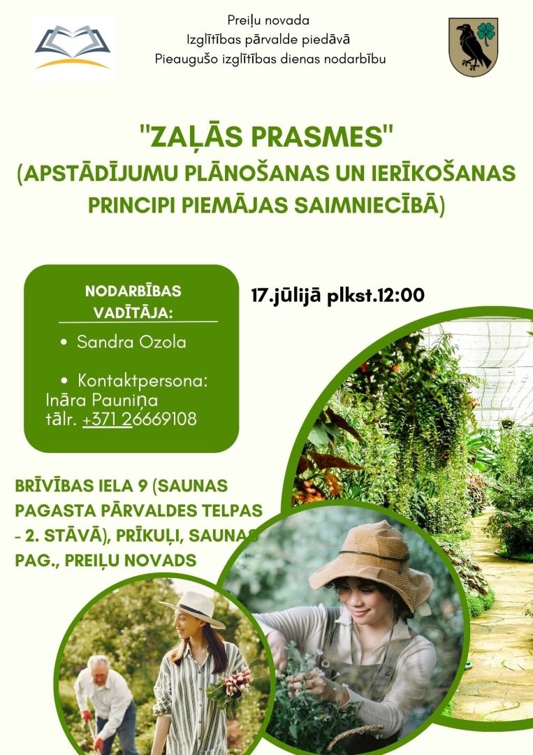 Saunas pagastā aizvadīta izglītojoša nodarbība pieaugušajiem “Zaļās prasmes”