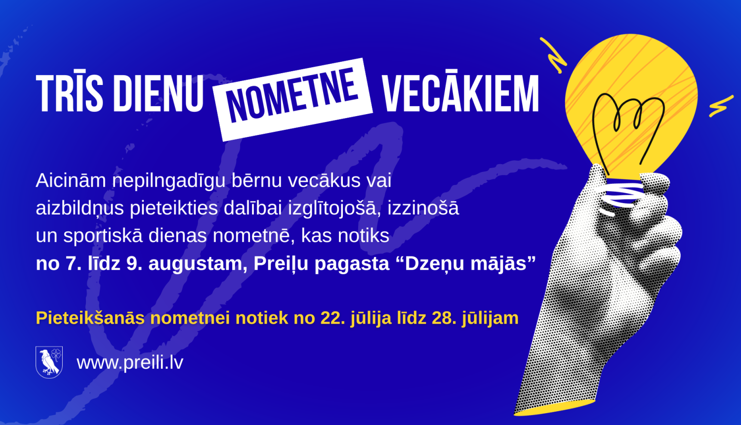 Preiļu novada pašvaldība aicina novada vecākus piedalīties trīs dienu nometnē