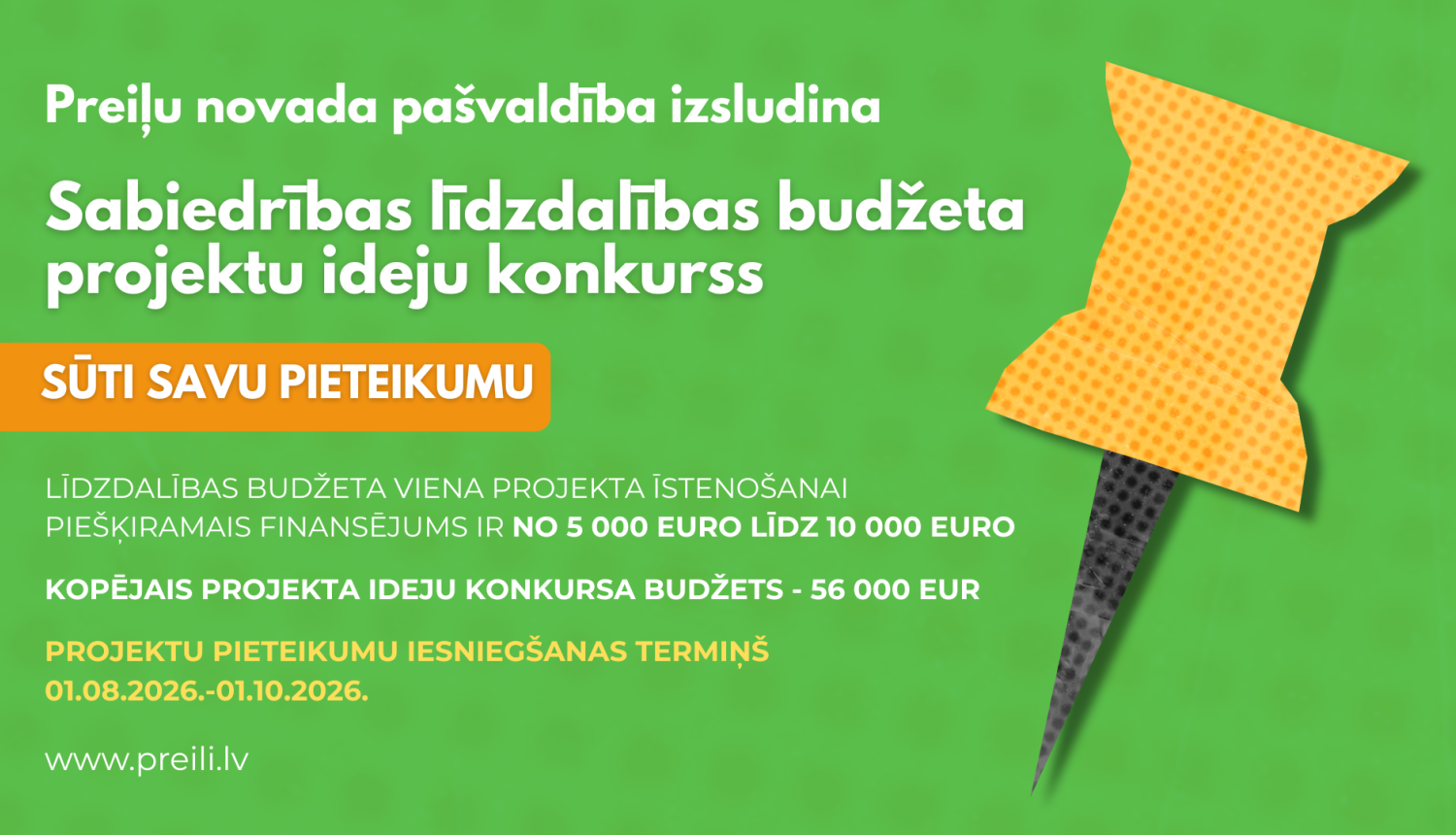 Preiļu novada pašvaldība izsludina Preiļu novada sabiedrības līdzdalības budžeta projektu ideju konkursu