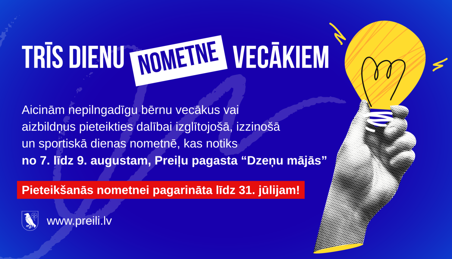 Preiļu novada pašvaldība aicina novada vecākus piedalīties trīs dienu nometnē