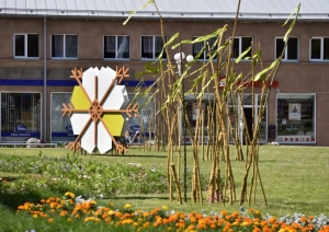 Preiļu pilsēta vasaras saulgriežu noformējumā