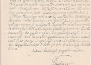 Vidūna apsveikuma vēstule Gabrielei Petkavičaitei-Bitei