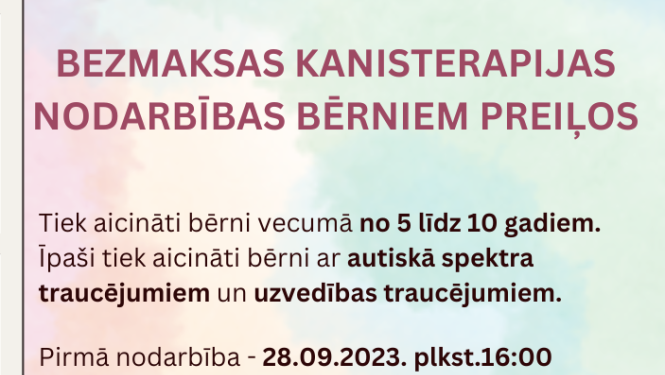 BEZMAKSAS KNISTERAPIJAS NODARBĪBAS BĒRNIEM