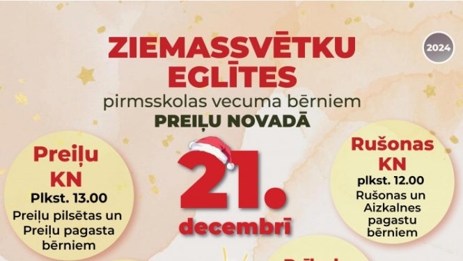 Ziemassvētku eglītes pirmsskolas vecuma bērniem Preiļu novadā