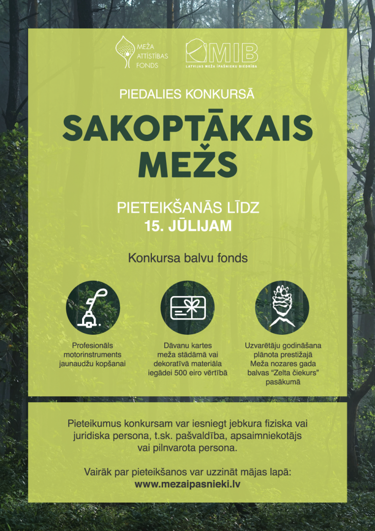 Izsludināta pieteikšanās konkursam “Sakoptākais mežs 2020”