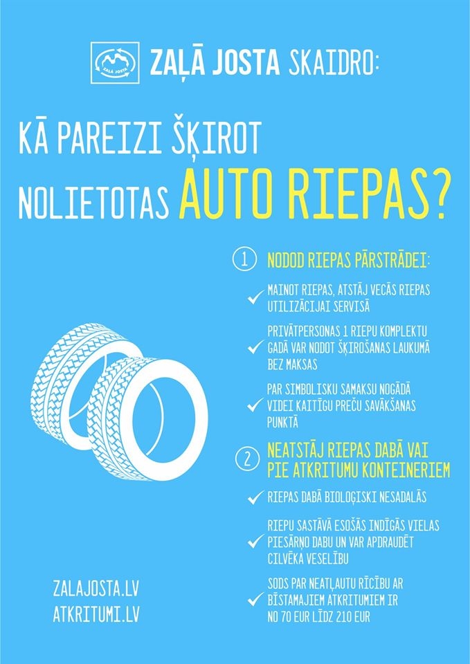 LRAA: rīkojies atbildīgi, nemet riepas dabā!