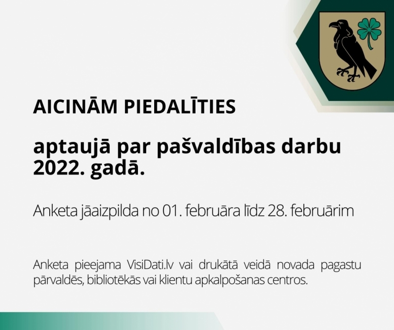 pašvaldība aicina iedzīvotājus piedalīties aptaujā