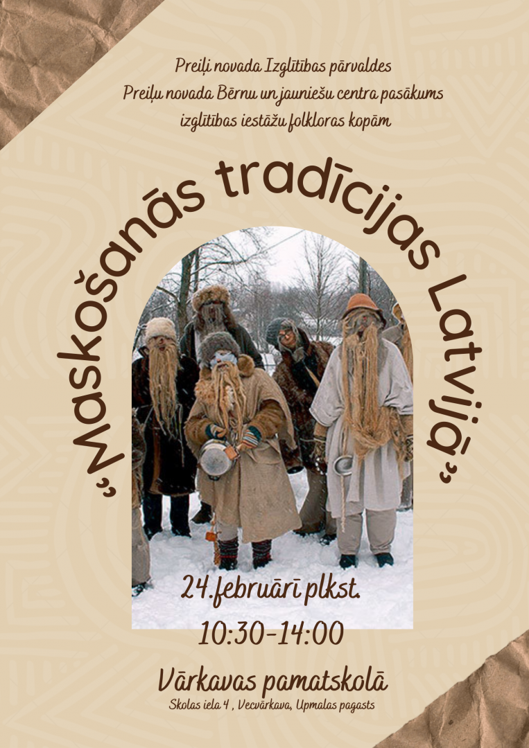 “Maskošanās tradīcijas Latvijā” pasākuma plakāts