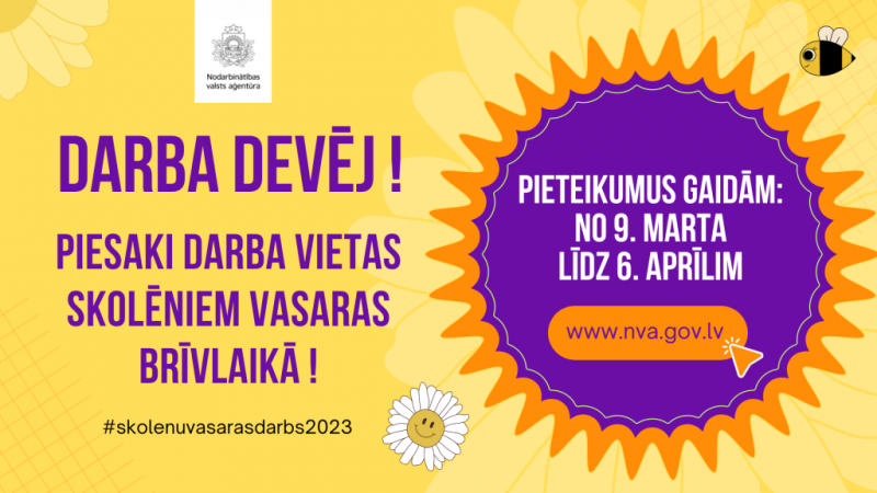 pieteikties skolēnu nodarbinātības pasākuma īstenošanai