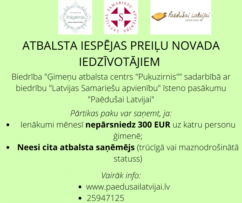 Atbalsta iespējas Preiļu novada iedzīvotājiem