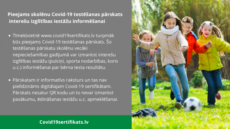 Pieejams skolēnu Covid-19 testēšanas pārskats