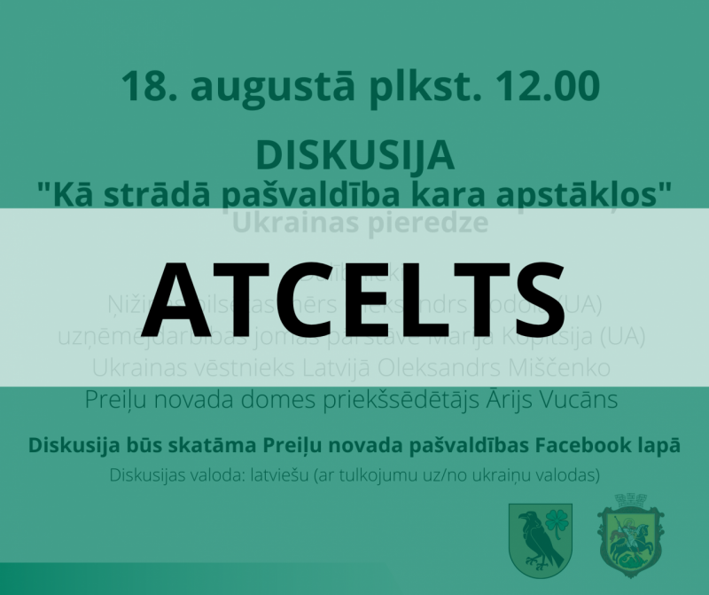 pašvaldības plānotā diskusija atcelta