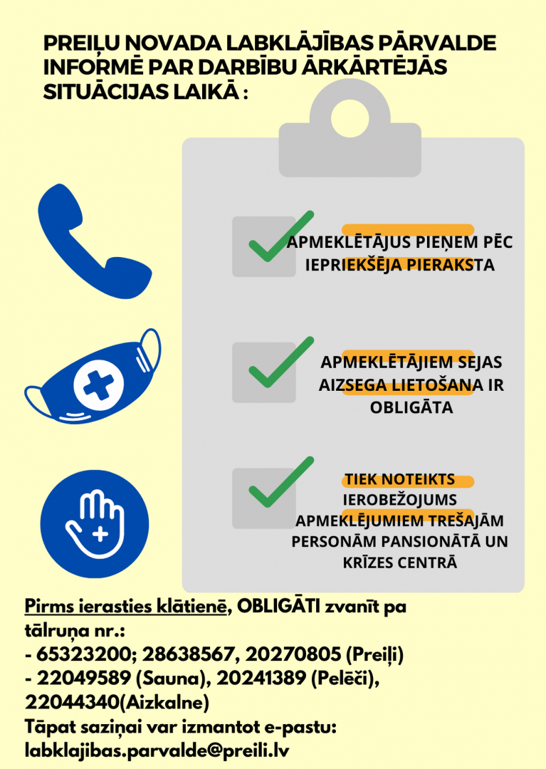 Preiļu novada Labklājības pārvaldes darbs ārkārtējās situācijas laikā