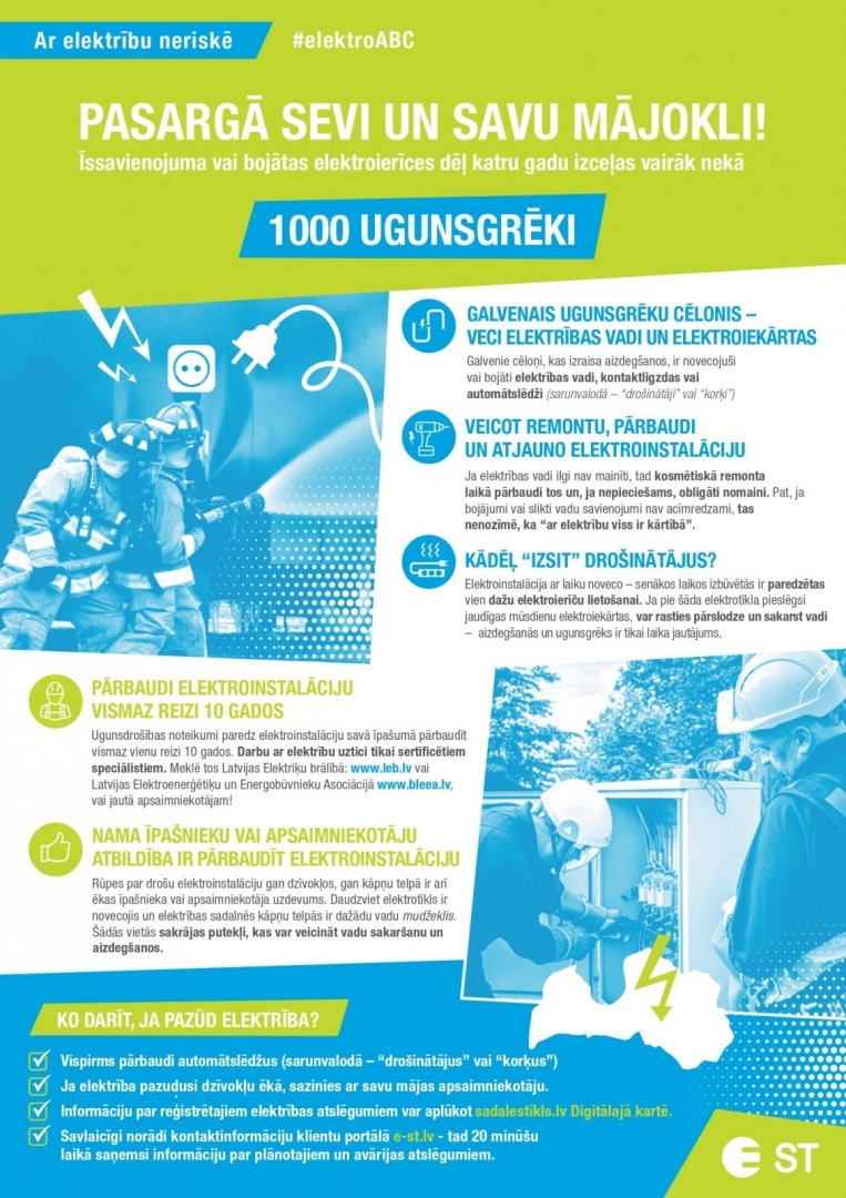 Aicina iedzīvotājus pārliecināties par īpašuma iekšējā elektrotīkla drošību