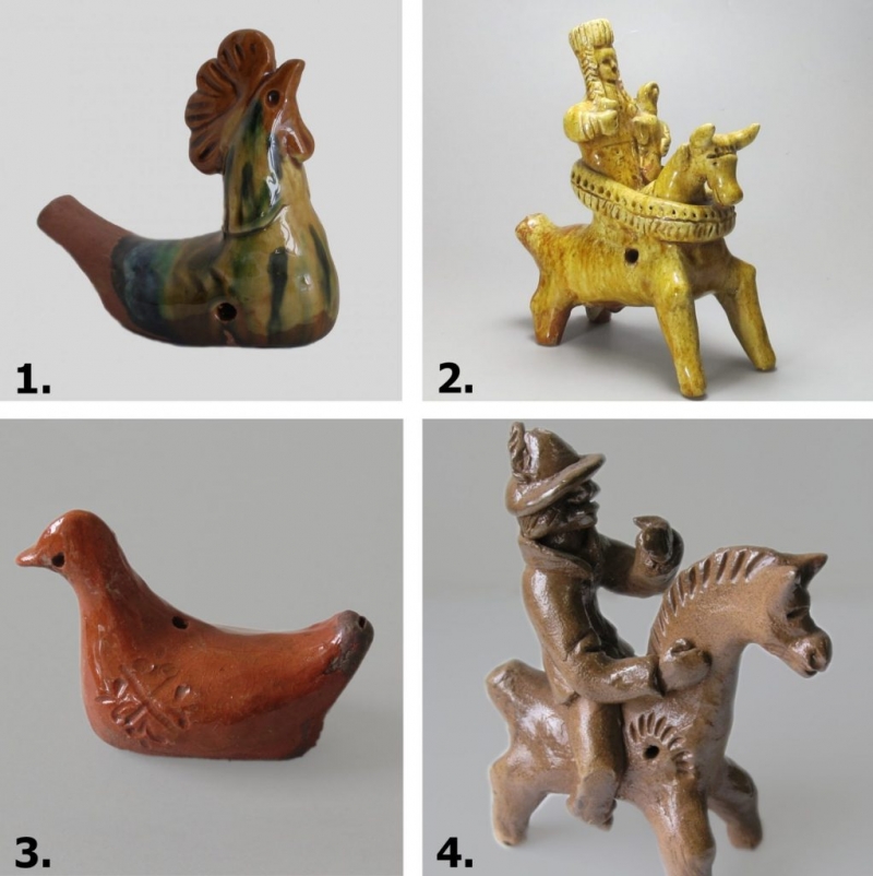 Latgales keramiķu darinātie dzīvnieku formas svilpaunieki