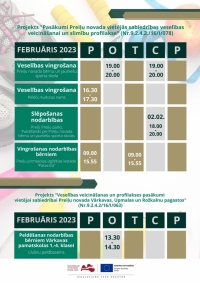 Veselības veicināšanas projektu aktivitātes Preiļu novadā 2023. gada FEBRUARĪ