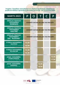 Veselības veicināšanas projektu aktivitātes Preiļu novadā 2023. gada MARTĀ 