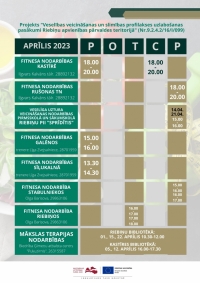 Veselības veicināšanas projektu aktivitātes Preiļu novadā 2023. gada APRĪLĪ  Atvērt konfigurācijas opcijas