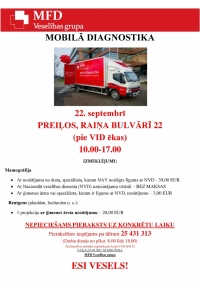 Mobilā diagnostika Preiļos - mamogrāfija un rentgens