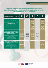  Veselības veicināšanas projektu aktivitātes Preiļu novadā 2023. gada SEPTEMBRĪ