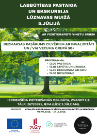 Lūznavas muižā 5. jūlijā notiks Labbūtības pastaiga ar fizioterapeitu un ekskursija