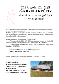 Mobilā mamogrāfa izmeklējumi Upmalā