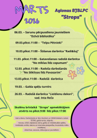 Aglonas BJBLPC “Strops” aktivitātes martā
