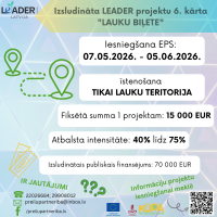 Paziņojums par atklātu projektu iesniegumu pieņemšanas 6. kārtu "Lauku biļete"