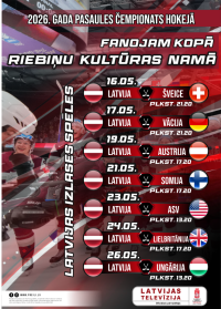 2026. gada Pasaules čempionāts hokejā - fanojam kopā Riebiņu Kultūras namā!