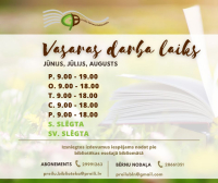 Preiļu Galvenās bibliotēkas darba laika izmaiņas vasaras periodā